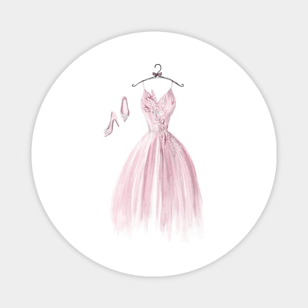 Pink wedding dress Magnet by DreamLoudArt